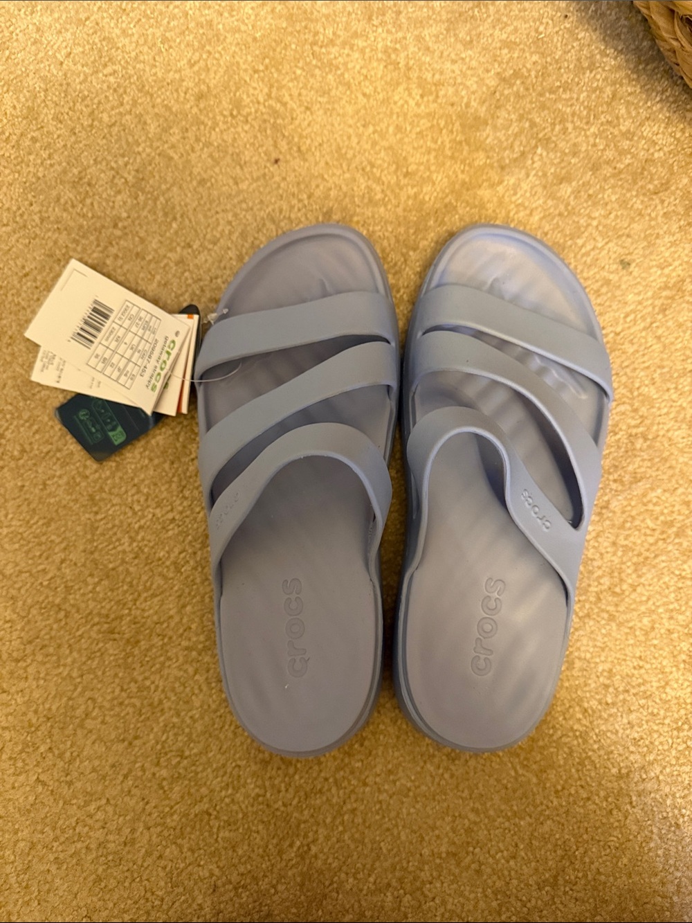 CROCS Women's Pale Blue Multi-Strap Slide Sandals